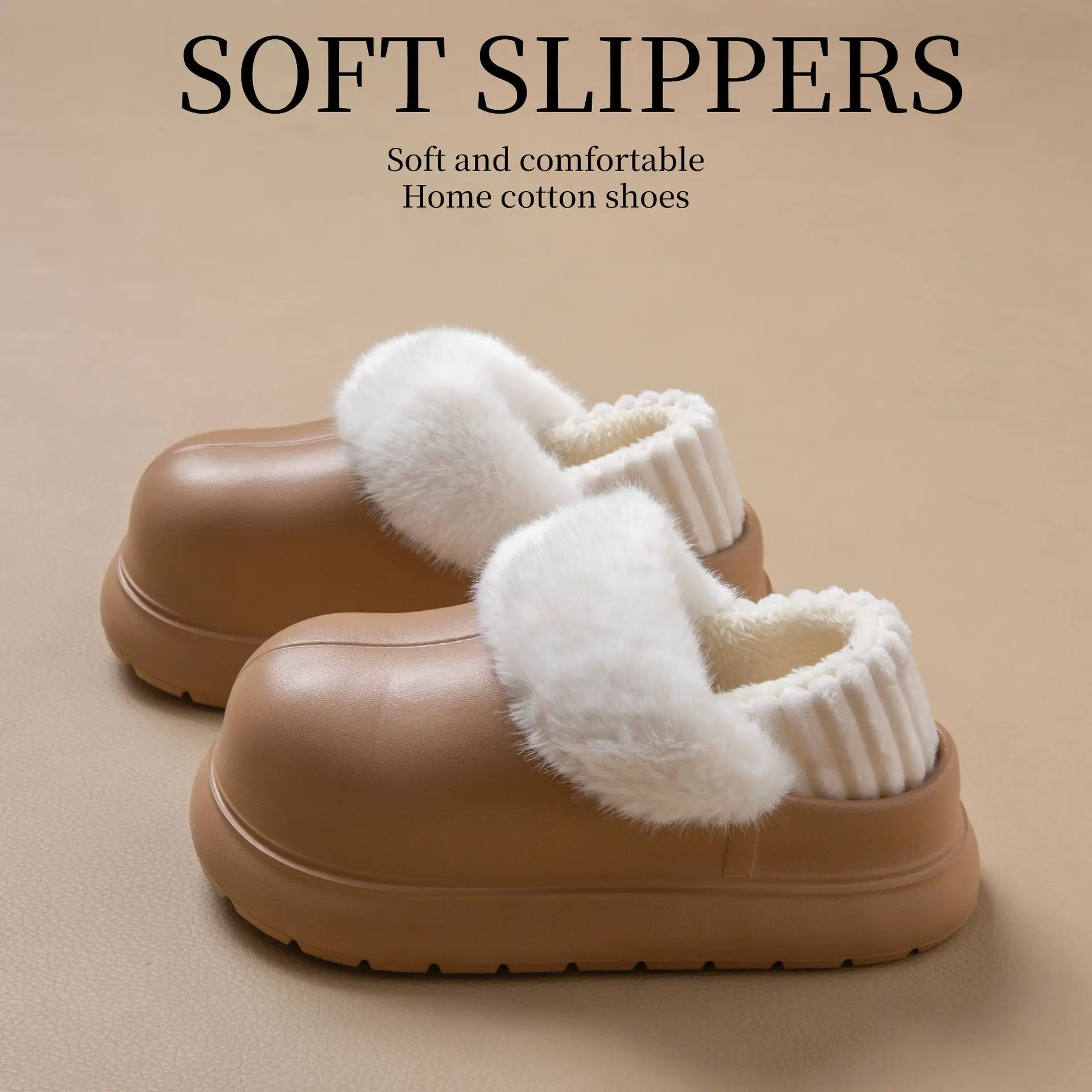 Women Waterproof Cotton Slippers Warm Thick Sole Autumn Winter - Image 2