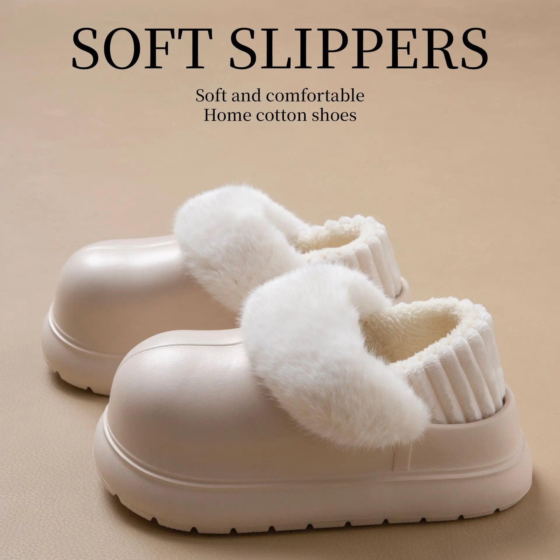 Women Waterproof Cotton Slippers Warm Thick Sole Autumn Winter - Image 3