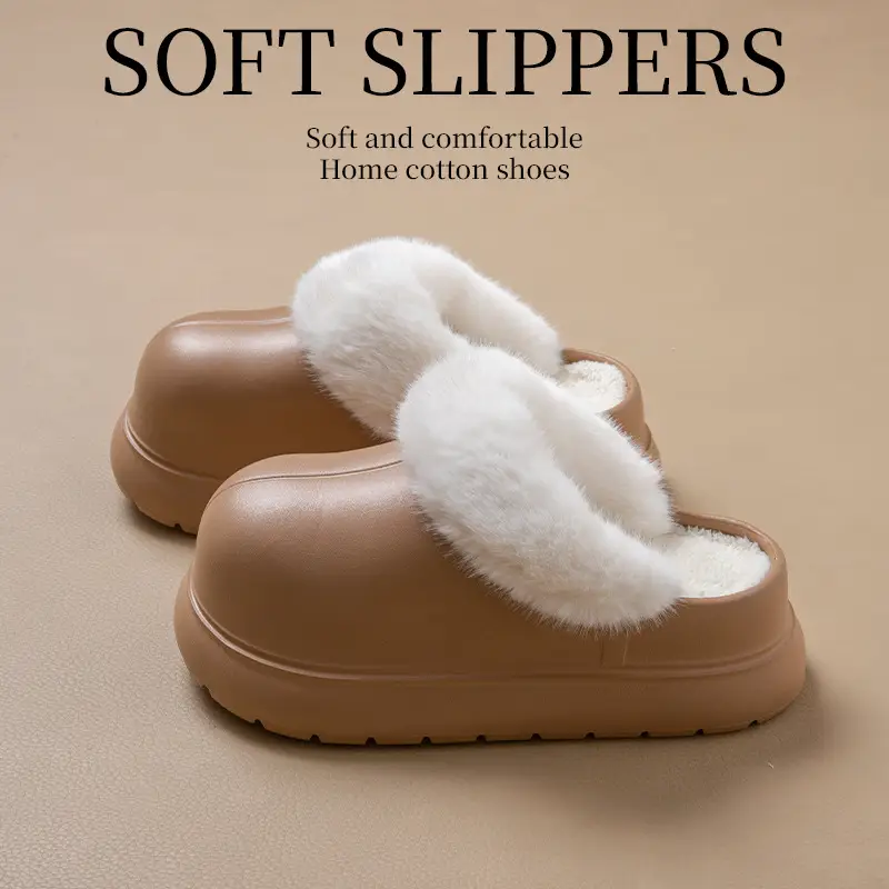 Women Waterproof Cotton Slippers Warm Thick Sole Autumn Winter - Image 6
