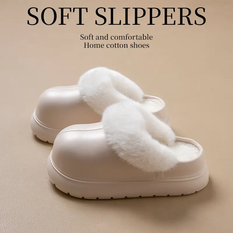 Women Waterproof Cotton Slippers Warm Thick Sole Autumn Winter - Image 7