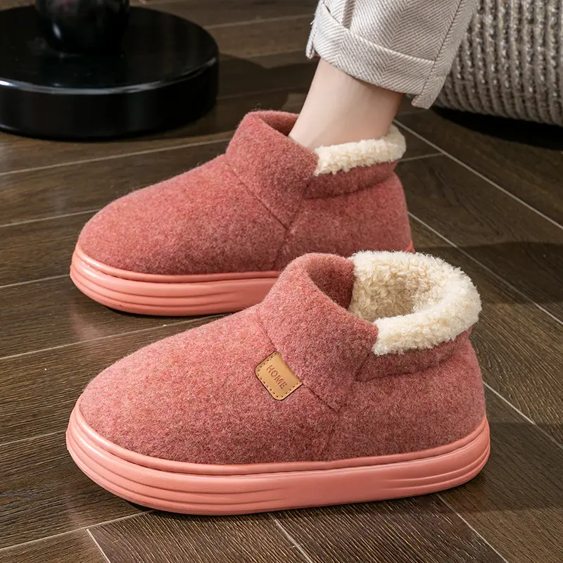 Autumn and Winter Middle-Aged and Elderly Women's Plush Non-Slip Bag Heel Fleece-Lined High-Top Warm Thick-Soled Winter Cotton Slippers for Men - Image 7