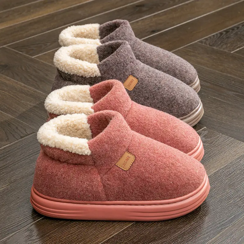 Autumn and Winter Middle-Aged and Elderly Women's Plush Non-Slip Bag Heel Fleece-Lined High-Top Warm Thick-Soled Winter Cotton Slippers for Men - Image 8
