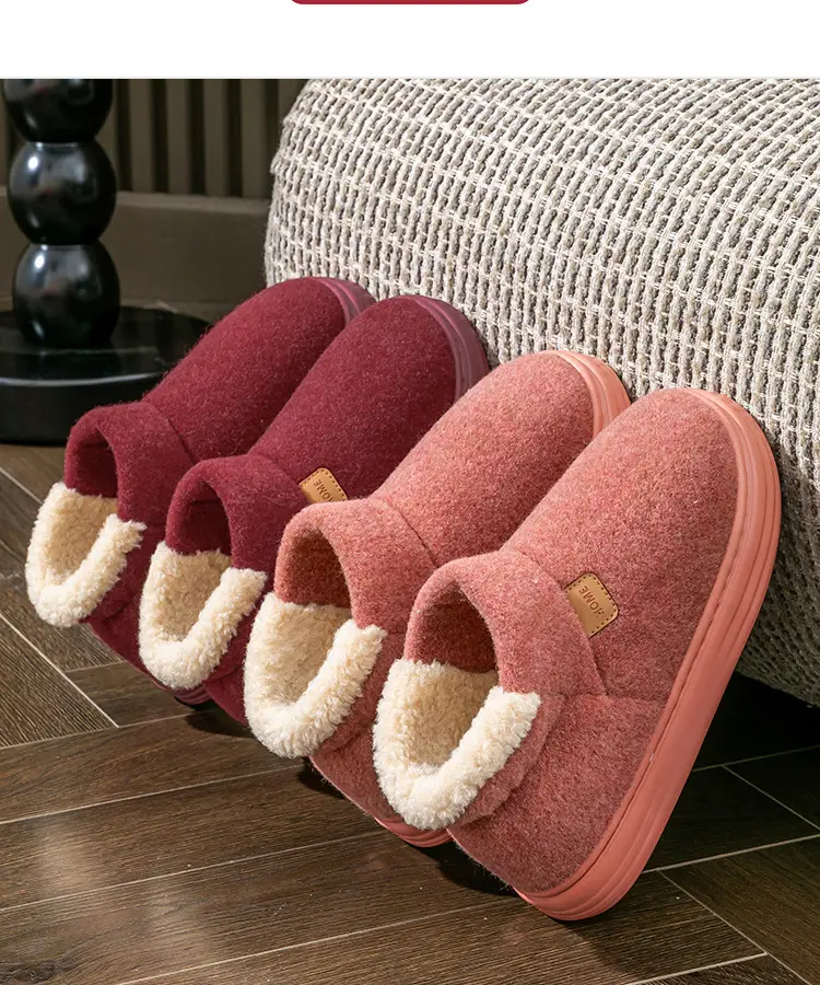Autumn and Winter Middle-Aged and Elderly Women's Plush Non-Slip Bag Heel Fleece-Lined High-Top Warm Thick-Soled Winter Cotton Slippers for Men — feature 16
