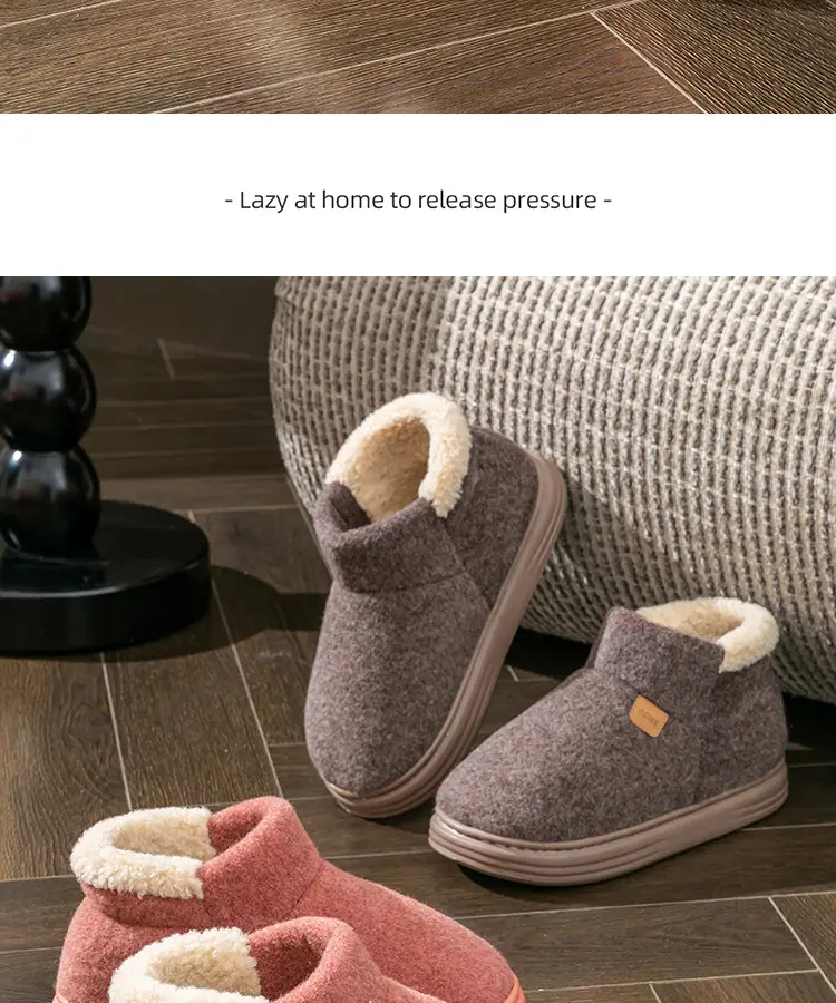 Autumn and Winter Middle-Aged and Elderly Women's Plush Non-Slip Bag Heel Fleece-Lined High-Top Warm Thick-Soled Winter Cotton Slippers for Men — feature 17