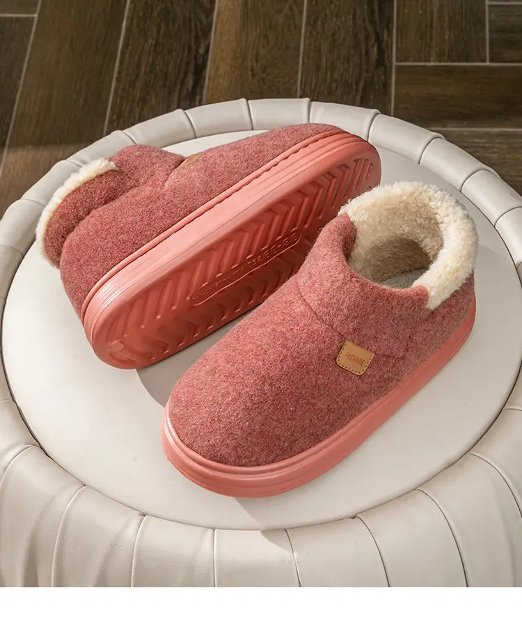 Autumn and Winter Middle-Aged and Elderly Women's Plush Non-Slip Bag Heel Fleece-Lined High-Top Warm Thick-Soled Winter Cotton Slippers for Men — feature 21