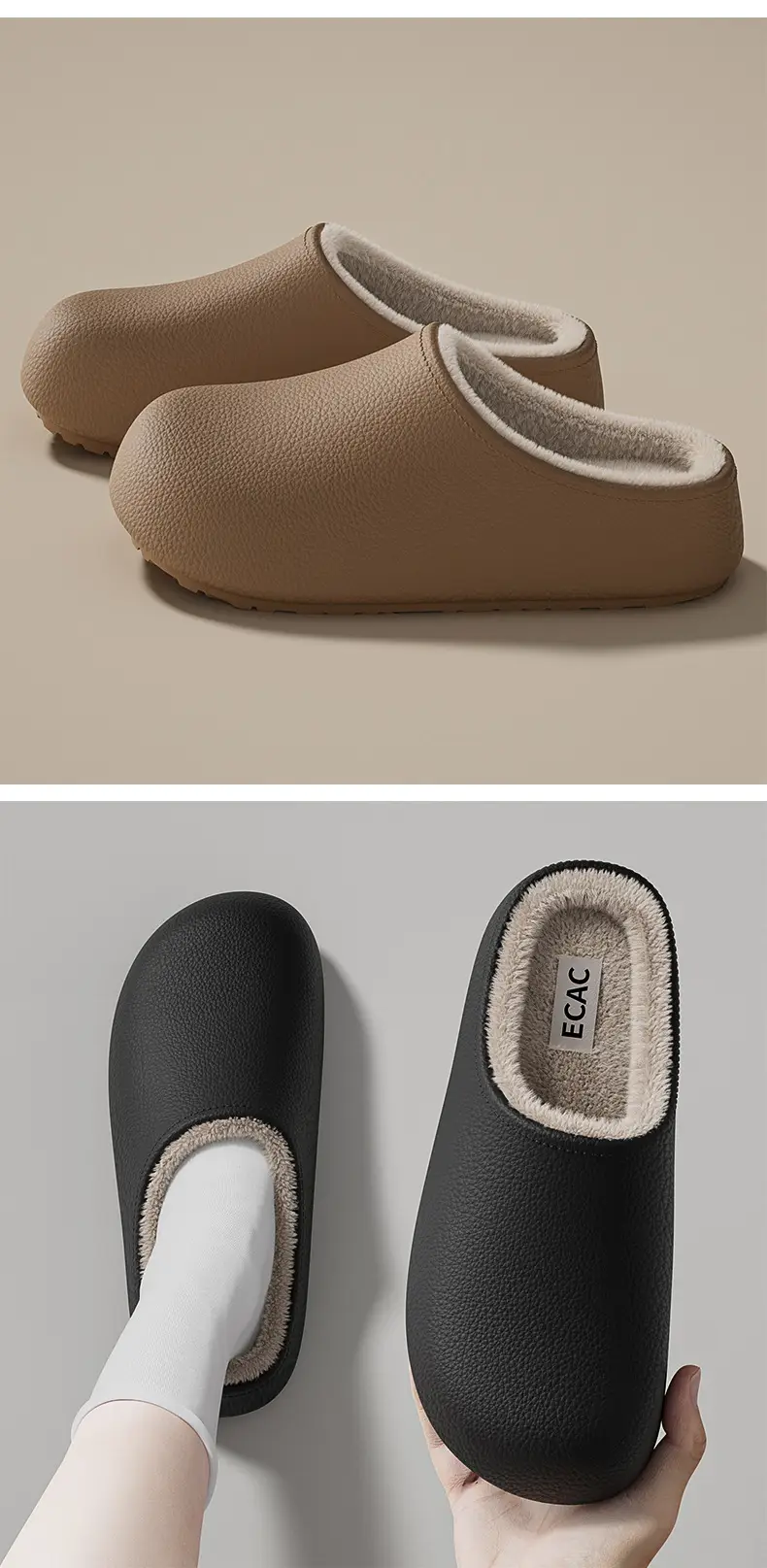 Women Waterproof Cotton Slippers White EVA Lined — feature 10