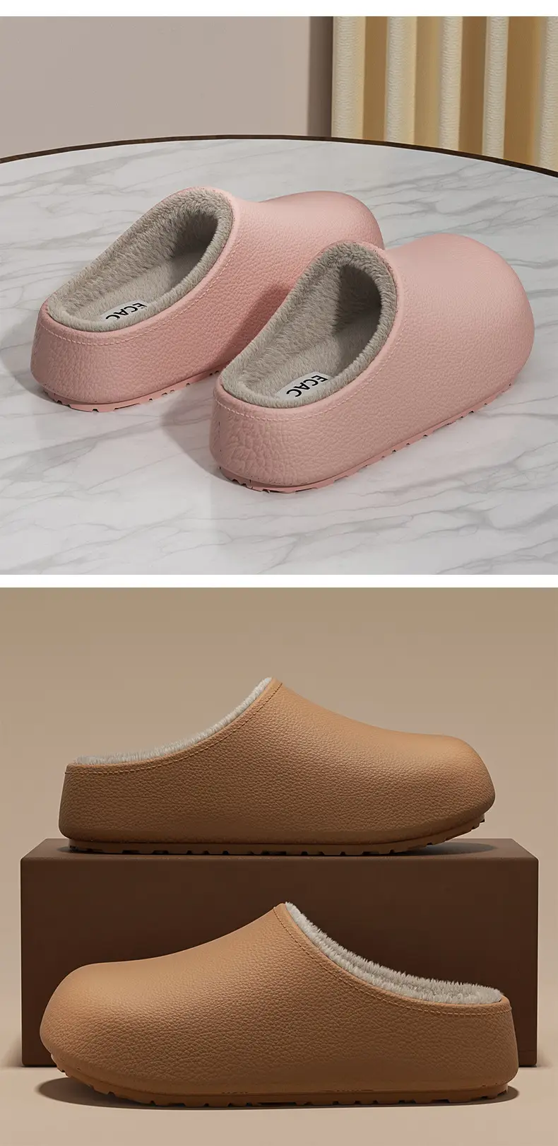 Women Waterproof Cotton Slippers White EVA Lined — feature 9