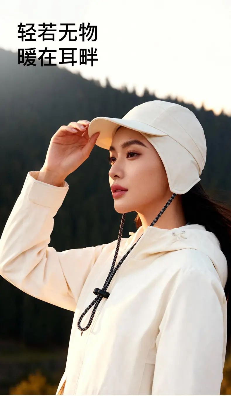 Men Winter Windproof Fleece Hiking Cap Beige — feature 5