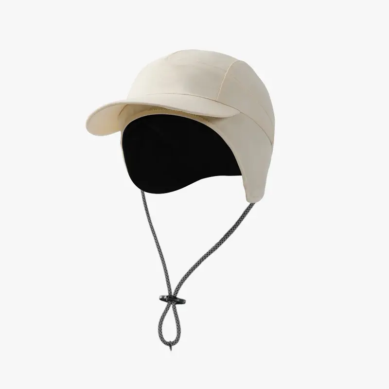 Men Winter Windproof Fleece Hiking Cap Beige - Image 4