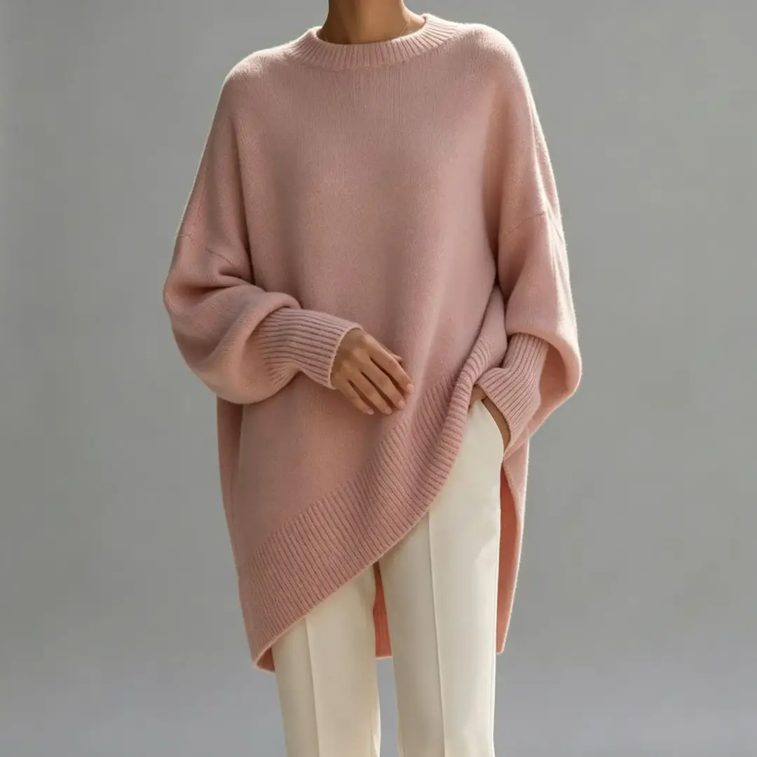 European and American Cross-Border 2026 Autumn and Winter Round Neck Pullover Knitwear for Women Amazon Loose Lazy Style Solid Color Women's Sweater