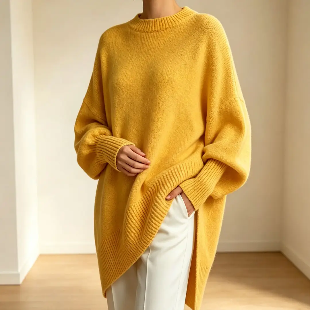European and American Cross-Border 2026 Autumn and Winter Round Neck Pullover Knitwear for Women Amazon Loose Lazy Style Solid Color Women's Sweater