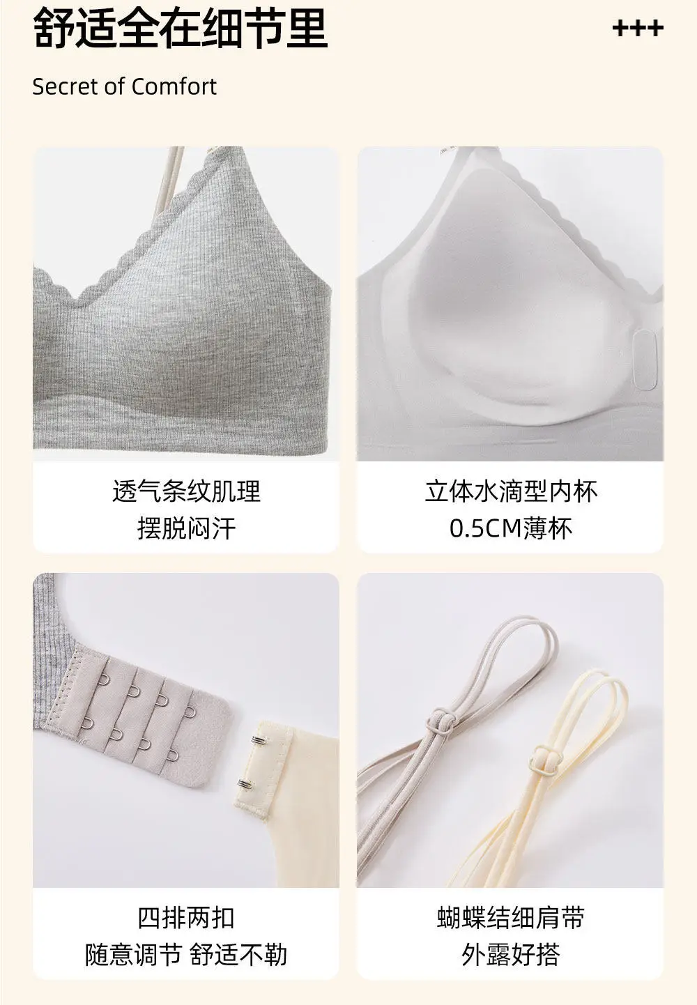 Seamless Wireless Bra for Women with Small Busts, Side-Gathering Design, Jelly Strip for Comfort, Soft Support, and No Trace — feature 12