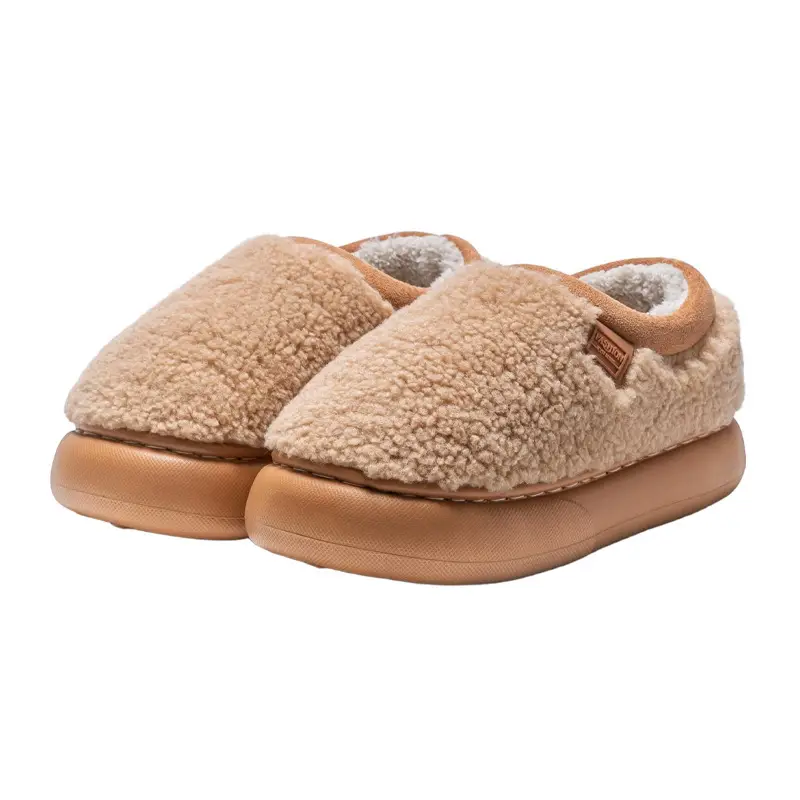 Lamb Wool Cotton Slippers for Women, 2025 Winter New Style, Indoor Home Use, Fleece-Lined, Warm, Non-Slip, Closed-Back Cotton Shoes - Image 16
