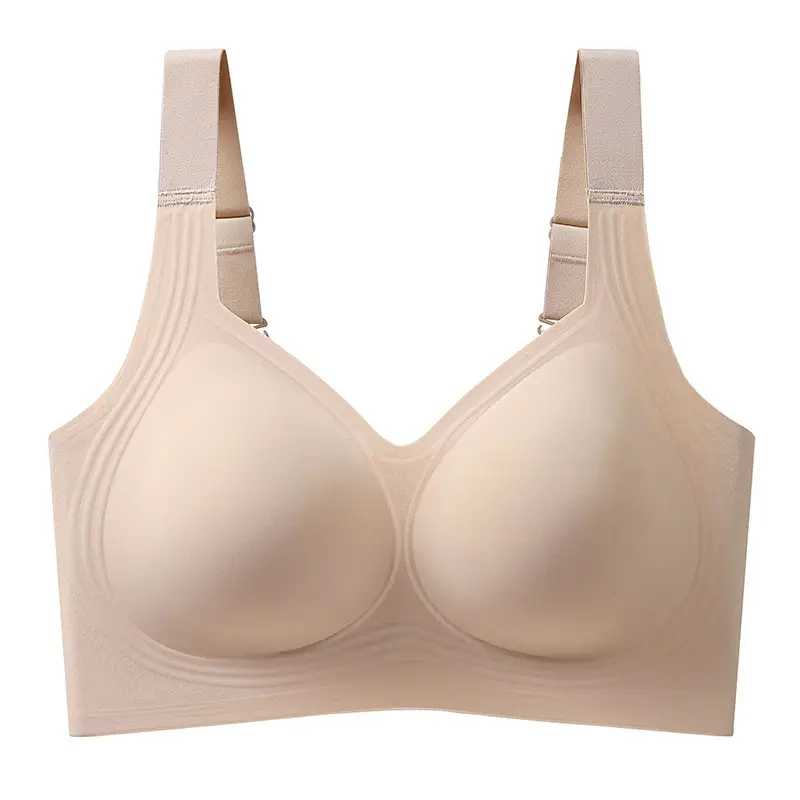 Foreign Trade Soft Support Large Bust Bra for Women, Seamless Thin Style, Wireless Bra, Push-Up Comfortable Bra for Plus-Size Women, Jelly Bra