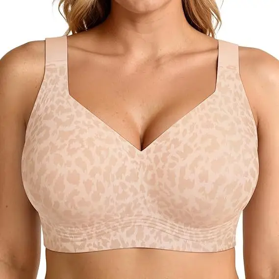 Foreign Trade Soft Support Large Bust Bra for Women, Seamless Thin Style, Wireless Bra, Push-Up Comfortable Bra for Plus-Size Women, Jelly Bra