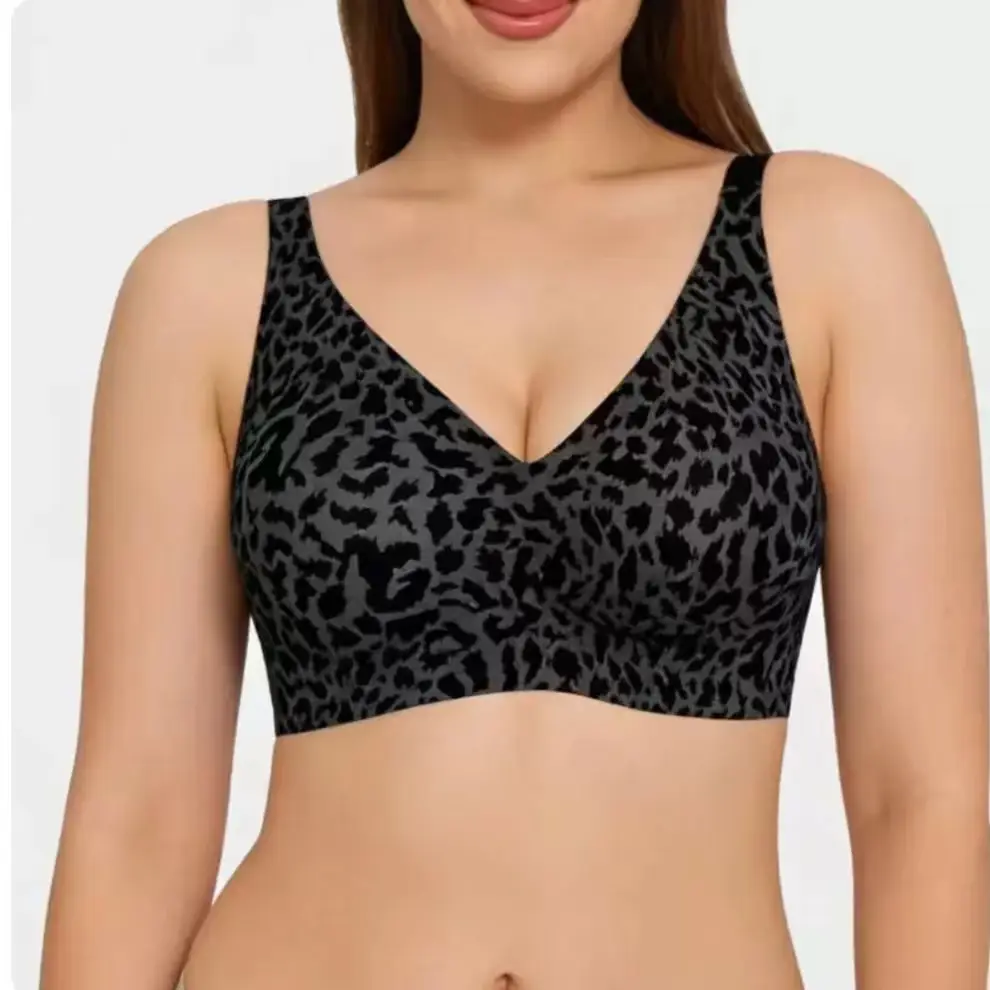 Foreign Trade Soft Support Large Bust Bra for Women, Seamless Thin Style, Wireless Bra, Push-Up Comfortable Bra for Plus-Size Women, Jelly Bra