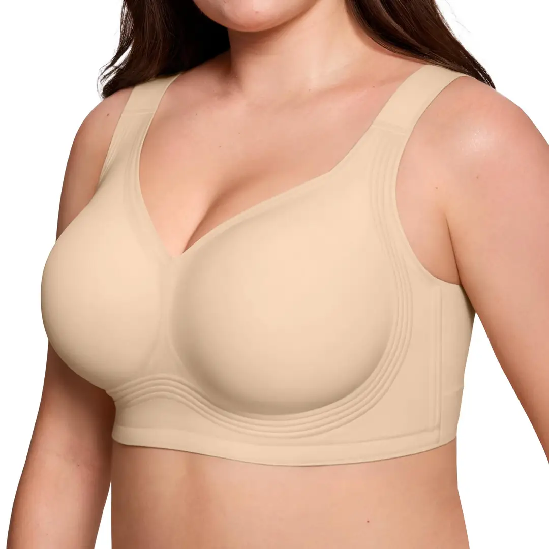 Foreign Trade Soft Support Large Bust Bra for Women, Seamless Thin Style, Wireless Bra, Push-Up Comfortable Bra for Plus-Size Women, Jelly Bra