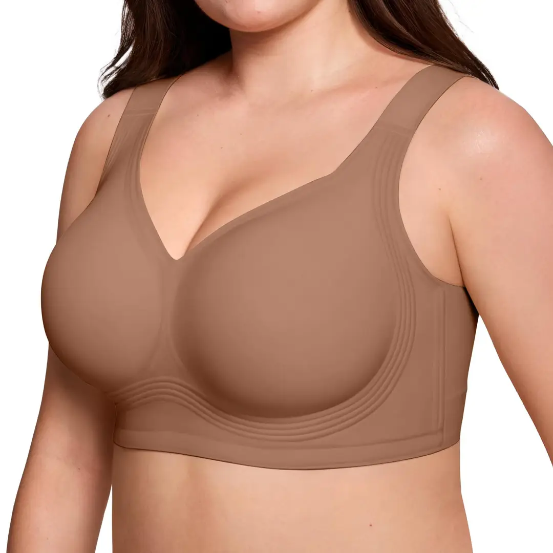 Foreign Trade Soft Support Large Bust Bra for Women, Seamless Thin Style, Wireless Bra, Push-Up Comfortable Bra for Plus-Size Women, Jelly Bra