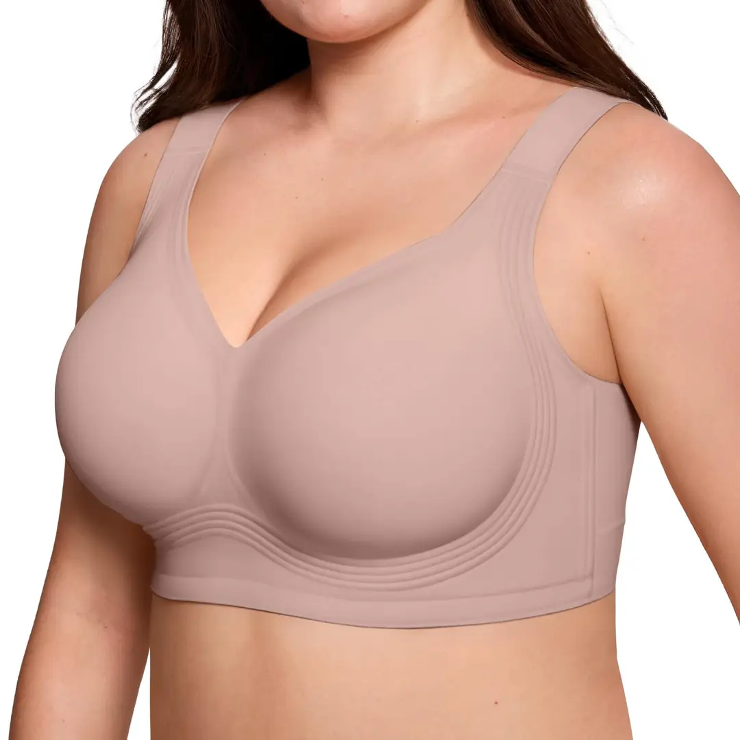 Foreign Trade Soft Support Large Bust Bra for Women, Seamless Thin Style, Wireless Bra, Push-Up Comfortable Bra for Plus-Size Women, Jelly Bra