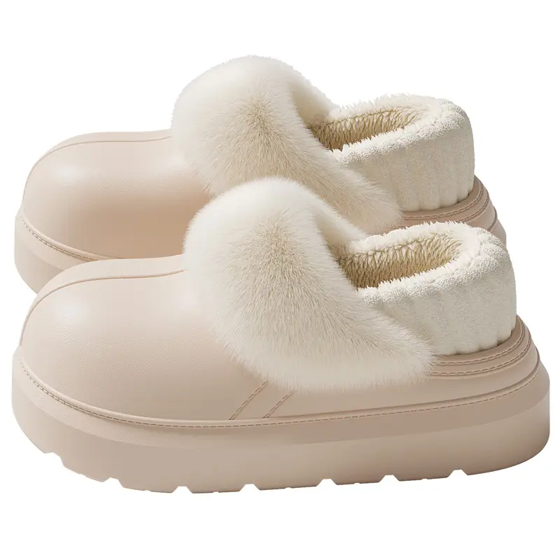 Waterproof Non-Slip Cotton Shoes for Women, Winter Outdoor Wear, Thick-Soled Home Indoor Fleece-Lined Warm Slippers with Heel Cover, Women's Wholesale - Image 8