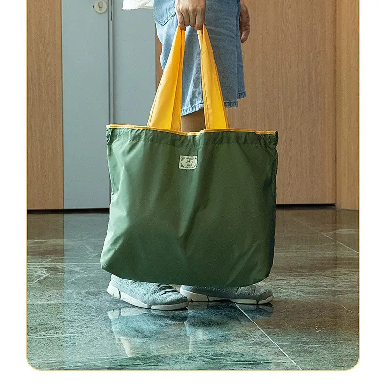 Eco-Foldable Shoulder Tote Bag Purple Green Large Capacity