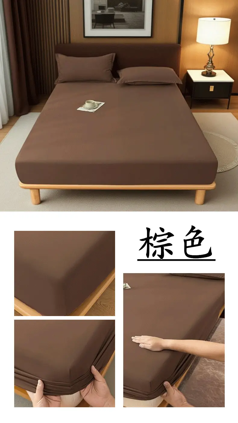 E-Commerce Dropshipping Cross-Border Skin-Friendly Fitted Sheet Solid Color Brushed Single Fitted Sheet Mattress Cover Dustproof Protective Cover for Foreign Orders — feature 11