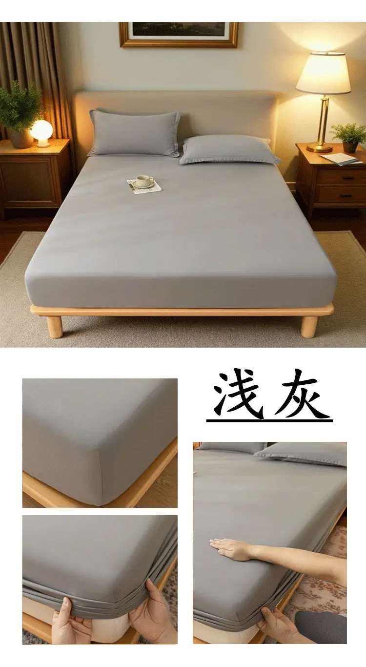 E-Commerce Dropshipping Cross-Border Skin-Friendly Fitted Sheet Solid Color Brushed Single Fitted Sheet Mattress Cover Dustproof Protective Cover for Foreign Orders — feature 12