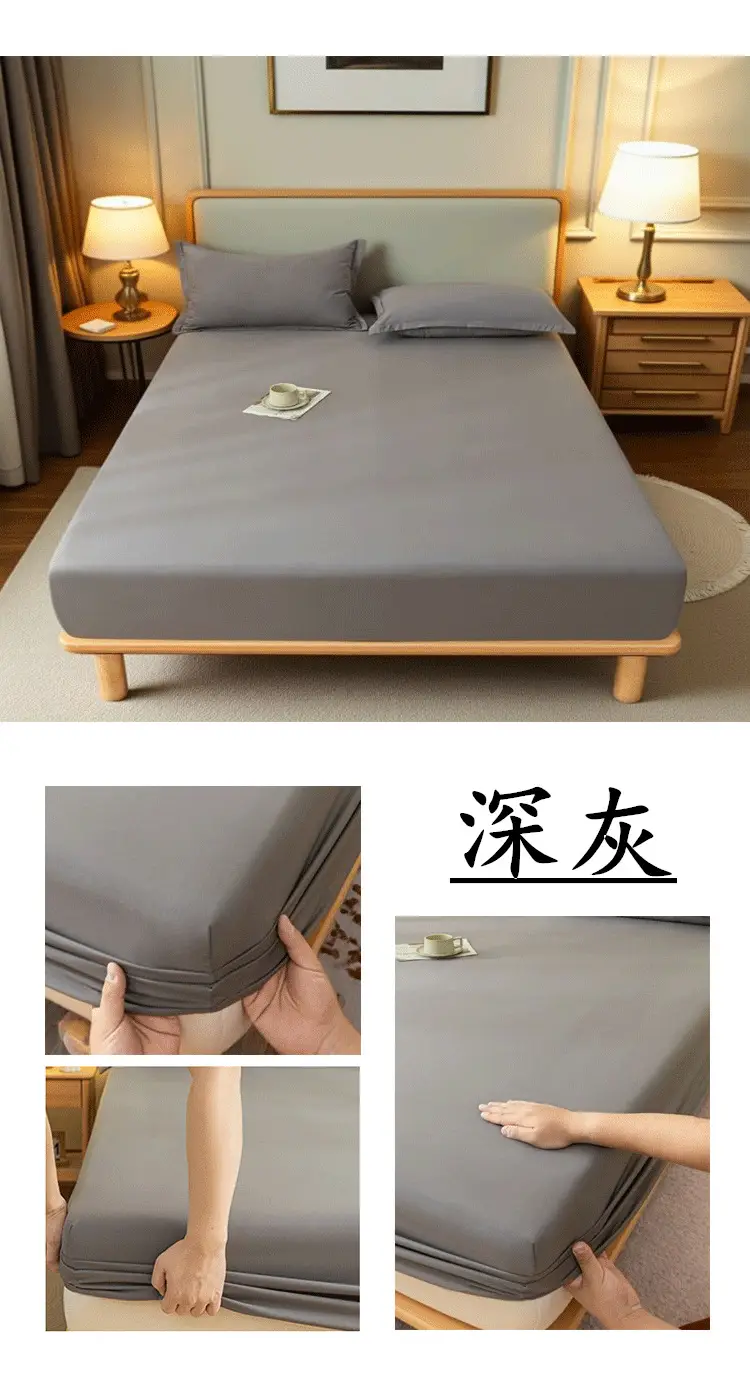 E-Commerce Dropshipping Cross-Border Skin-Friendly Fitted Sheet Solid Color Brushed Single Fitted Sheet Mattress Cover Dustproof Protective Cover for Foreign Orders — feature 14
