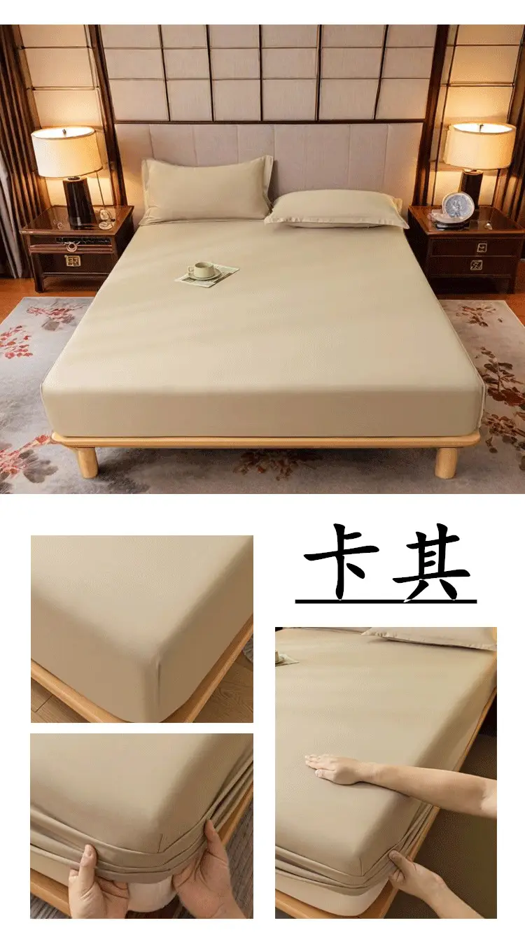 E-Commerce Dropshipping Cross-Border Skin-Friendly Fitted Sheet Solid Color Brushed Single Fitted Sheet Mattress Cover Dustproof Protective Cover for Foreign Orders — feature 7