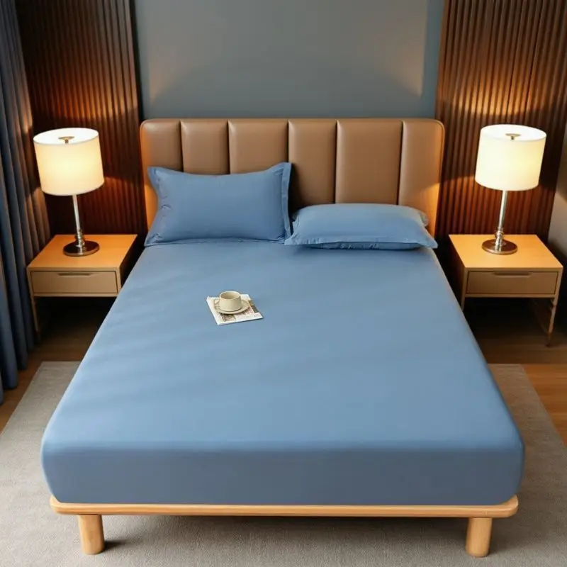E-Commerce Dropshipping Cross-Border Skin-Friendly Fitted Sheet Solid Color Brushed Single Fitted Sheet Mattress Cover Dustproof Protective Cover for Foreign Orders