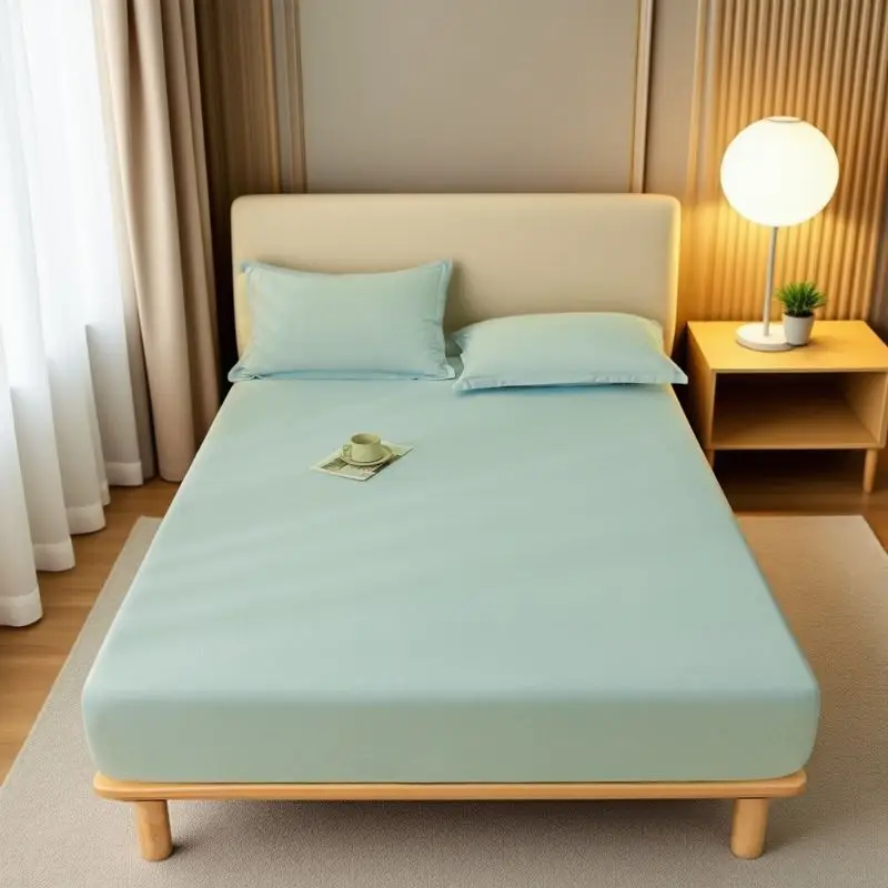 E-Commerce Dropshipping Cross-Border Skin-Friendly Fitted Sheet Solid Color Brushed Single Fitted Sheet Mattress Cover Dustproof Protective Cover for Foreign Orders