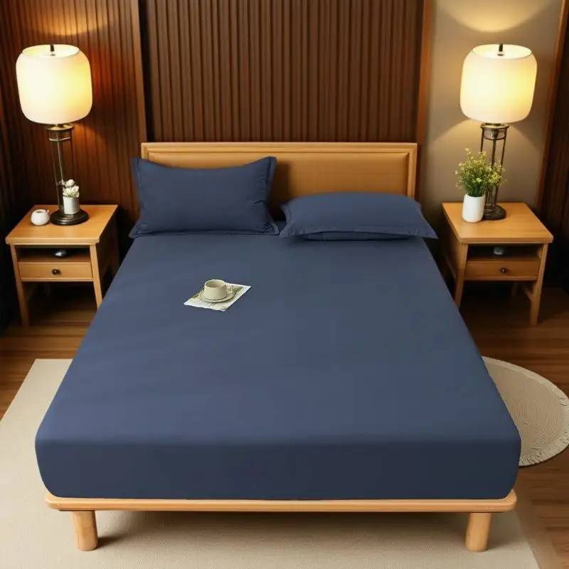 E-Commerce Dropshipping Cross-Border Skin-Friendly Fitted Sheet Solid Color Brushed Single Fitted Sheet Mattress Cover Dustproof Protective Cover for Foreign Orders