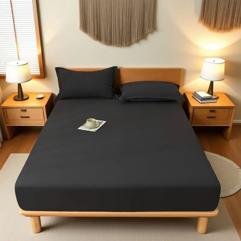 E-Commerce Dropshipping Cross-Border Skin-Friendly Fitted Sheet Solid Color Brushed Single Fitted Sheet Mattress Cover Dustproof Protective Cover for Foreign Orders
