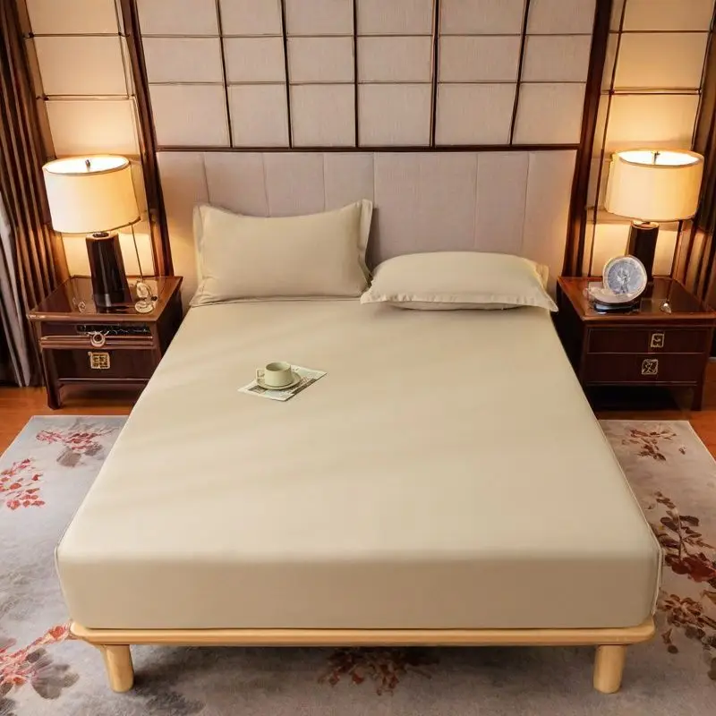 E-Commerce Dropshipping Cross-Border Skin-Friendly Fitted Sheet Solid Color Brushed Single Fitted Sheet Mattress Cover Dustproof Protective Cover for Foreign Orders