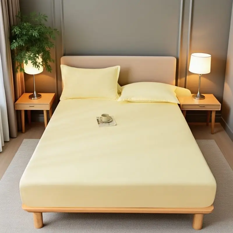 E-Commerce Dropshipping Cross-Border Skin-Friendly Fitted Sheet Solid Color Brushed Single Fitted Sheet Mattress Cover Dustproof Protective Cover for Foreign Orders