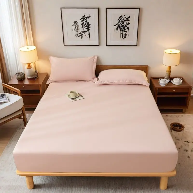 E-Commerce Dropshipping Cross-Border Skin-Friendly Fitted Sheet Solid Color Brushed Single Fitted Sheet Mattress Cover Dustproof Protective Cover for Foreign Orders