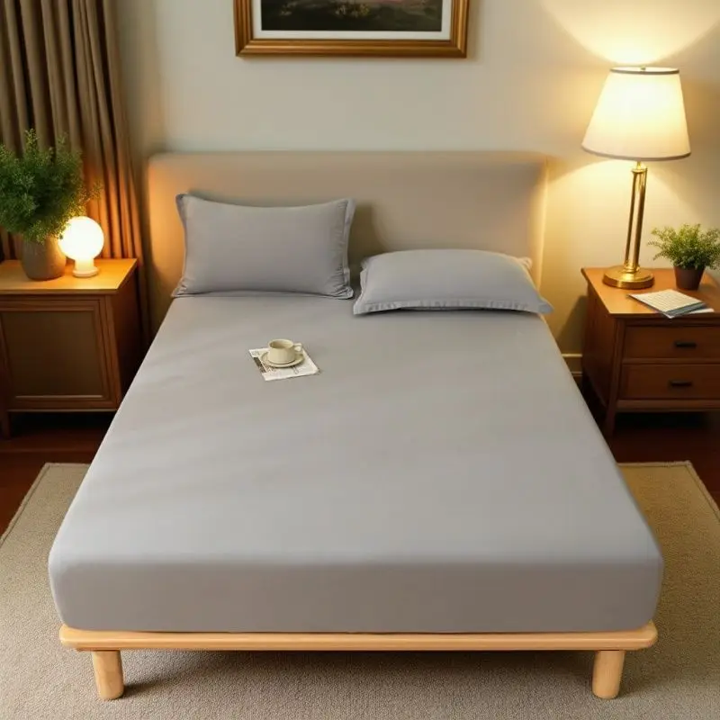 E-Commerce Dropshipping Cross-Border Skin-Friendly Fitted Sheet Solid Color Brushed Single Fitted Sheet Mattress Cover Dustproof Protective Cover for Foreign Orders