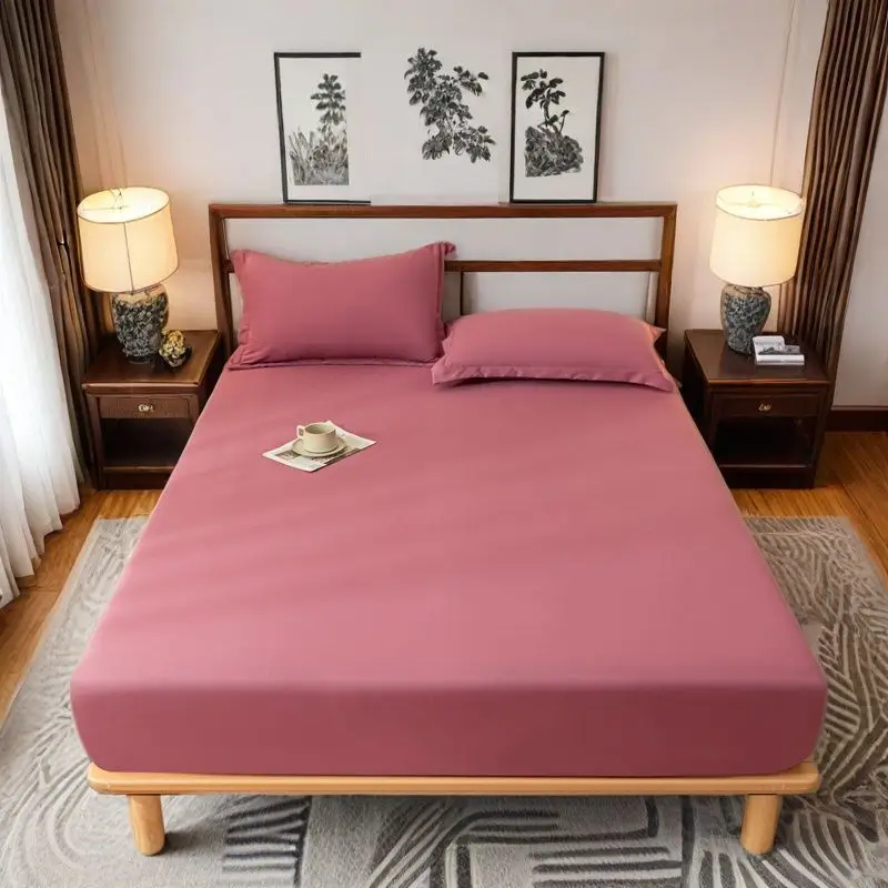 E-Commerce Dropshipping Cross-Border Skin-Friendly Fitted Sheet Solid Color Brushed Single Fitted Sheet Mattress Cover Dustproof Protective Cover for Foreign Orders