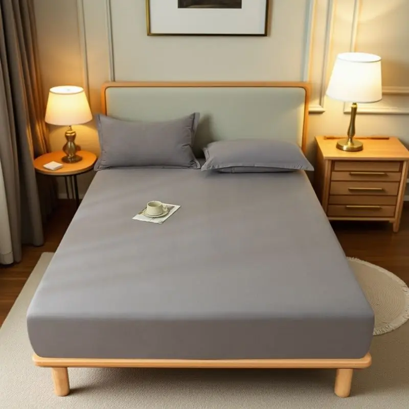 E-Commerce Dropshipping Cross-Border Skin-Friendly Fitted Sheet Solid Color Brushed Single Fitted Sheet Mattress Cover Dustproof Protective Cover for Foreign Orders