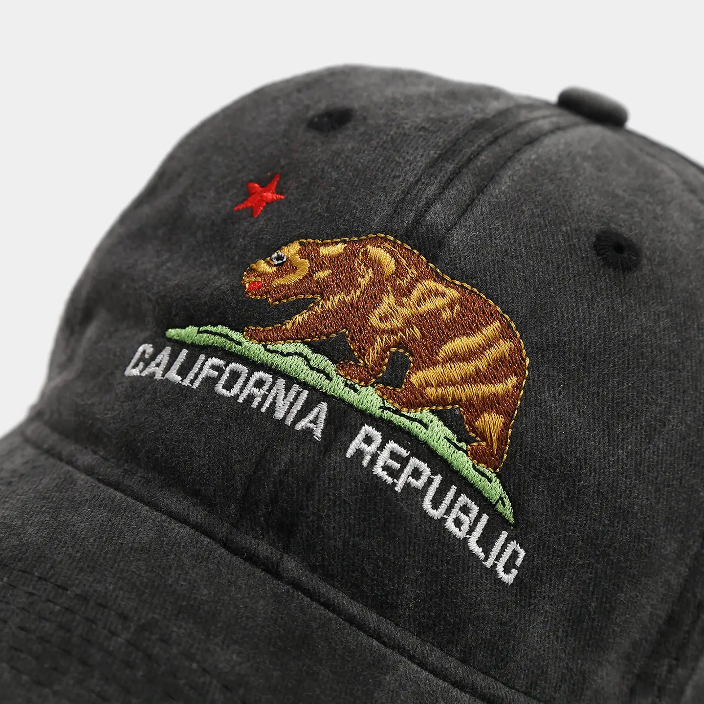 California Republic Bear Embroidered Baseball Cap for Women — feature 13