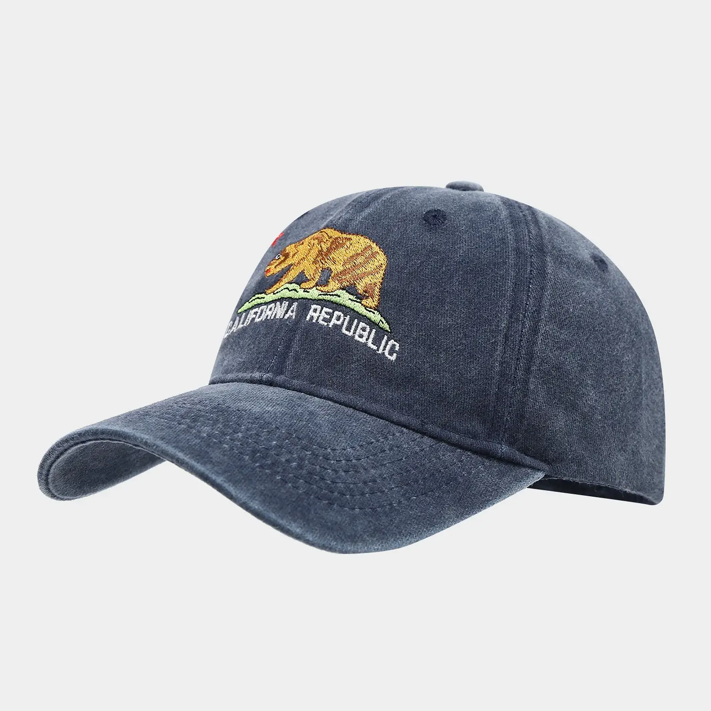 California Republic Bear Embroidered Baseball Cap for Women — feature 4