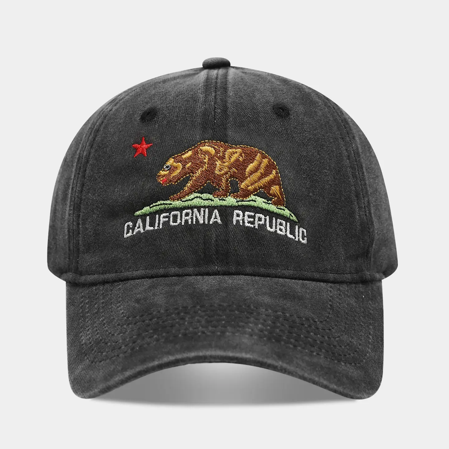 California Republic Bear Embroidered Baseball Cap for Women
