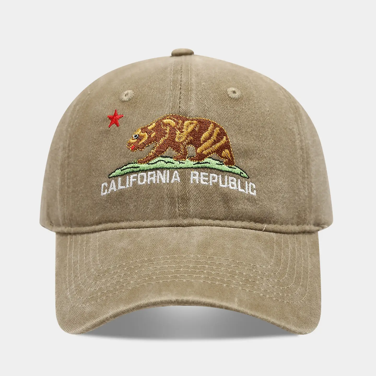California Republic Bear Embroidered Baseball Cap for Women - Image 3