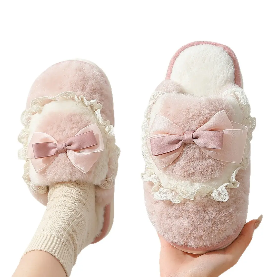 Cotton Slippers for Women Autumn and Winter New Style Indoor Home Thick-Soled Plush Warm Plus Velvet Outdoor Cotton Slippers Wholesale