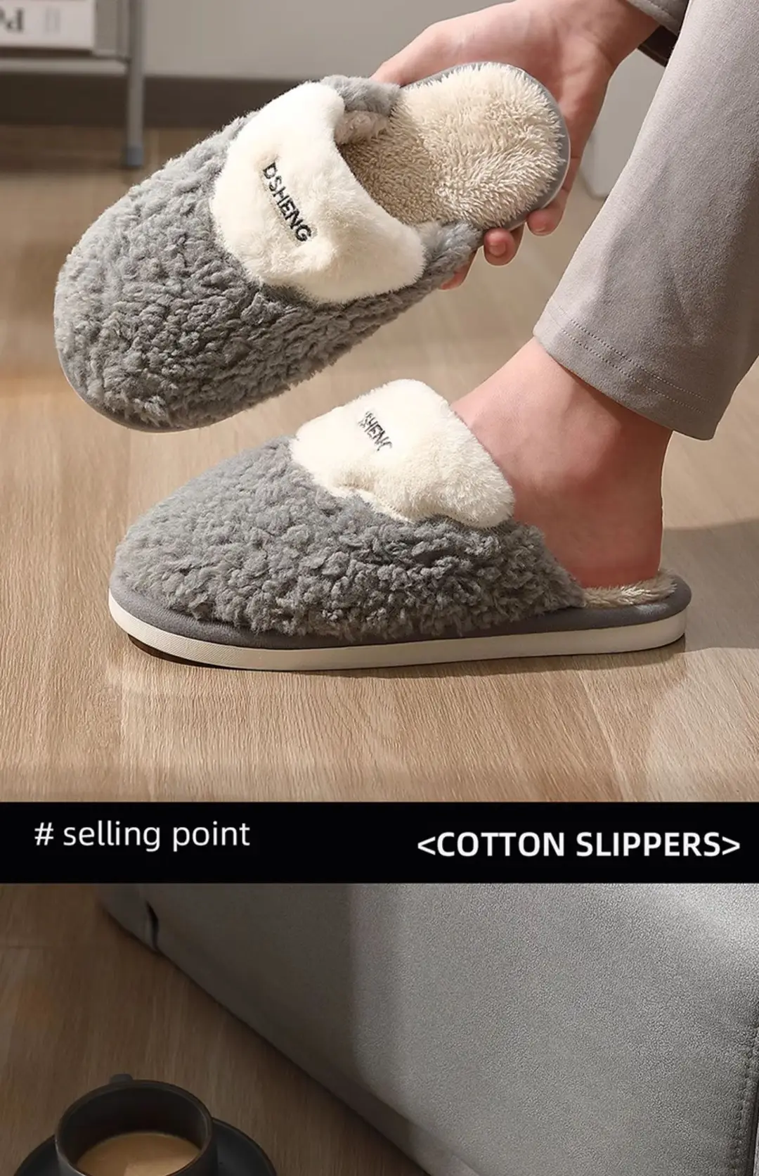 Cotton Slippers for Men in Autumn and Winter New Style Indoor Home Thick-Soled Plush Warm Slippers Men's Outer Wear Cotton Shoes Wholesale — feature 19