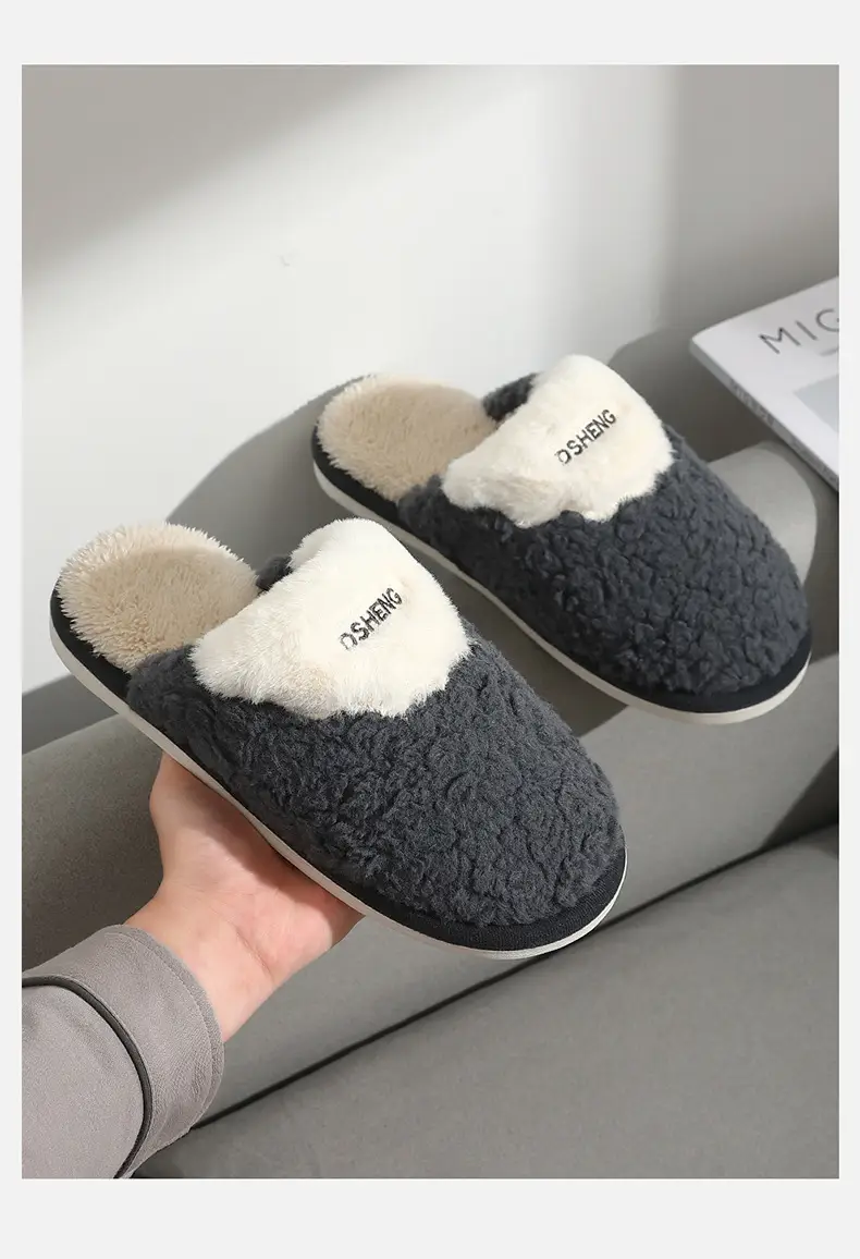 Cotton Slippers for Men in Autumn and Winter New Style Indoor Home Thick-Soled Plush Warm Slippers Men's Outer Wear Cotton Shoes Wholesale — feature 21