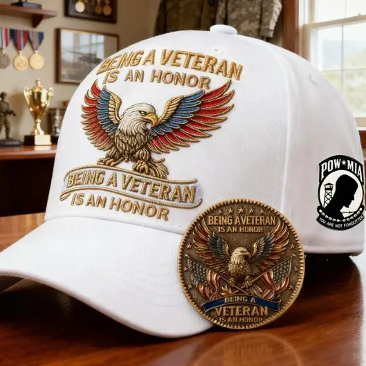 Cross-Border Veteran Eagle Cap Men White 250th Anniversary