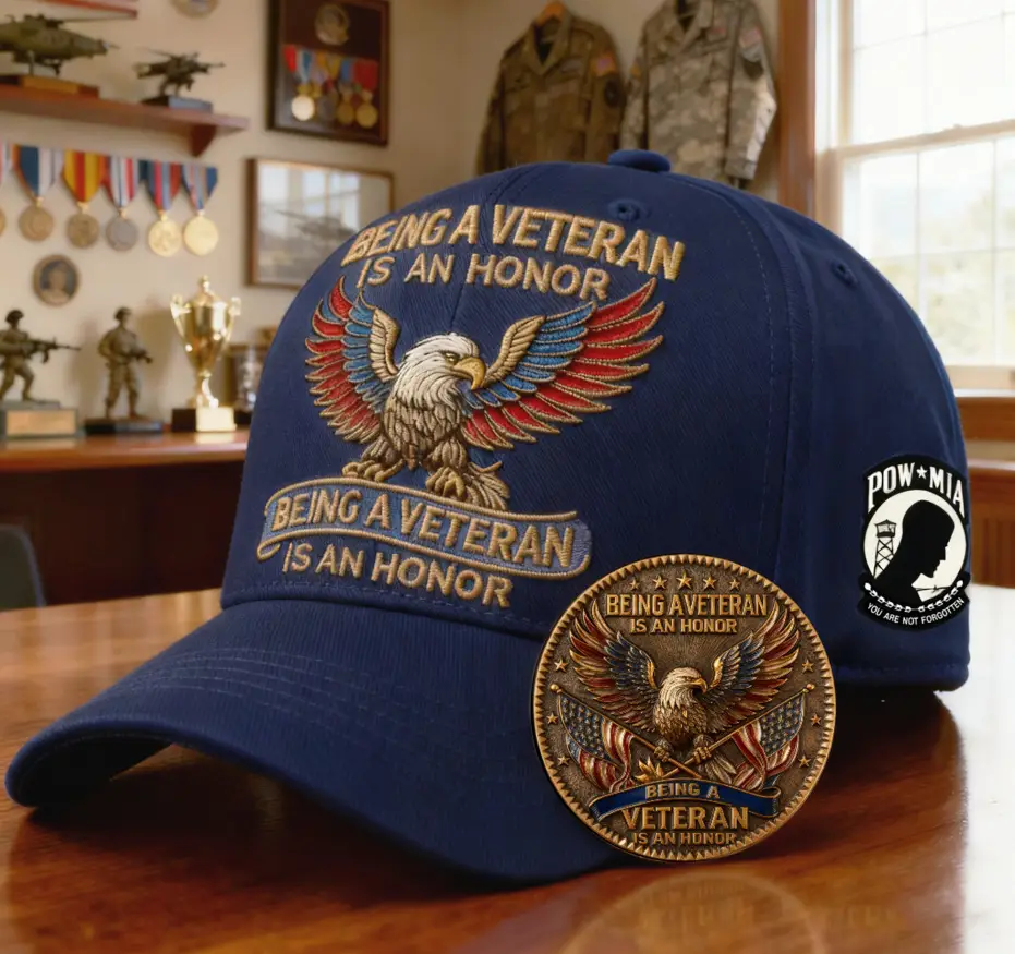 Cross-Border Veteran Eagle Cap Men White 250th Anniversary