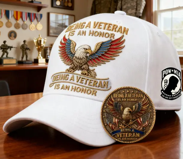 Cross-Border Veteran Eagle Cap Men White 250th Anniversary
