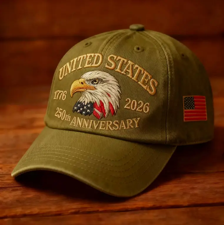 Cross-Border Veteran Eagle Cap Men White 250th Anniversary